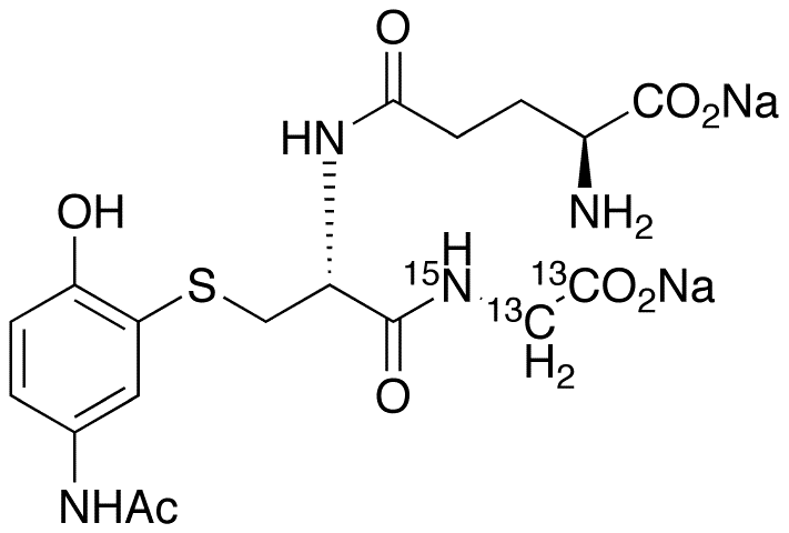 Acetaminophen Glutathione-13C2,15N Disodium Salt - Chemical structure and product image