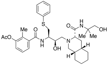 (3S,4aS,8aS)-2-[(2R,3R)-3-[(3-Acetoxy-2-methylbenzoyl)amino]-4-phenythiobutyl]-decahydro-N-(2-hydroxy-1,1-dimethylethyl)-3-isoquinolinecarboxamide - Chemical structure and product image