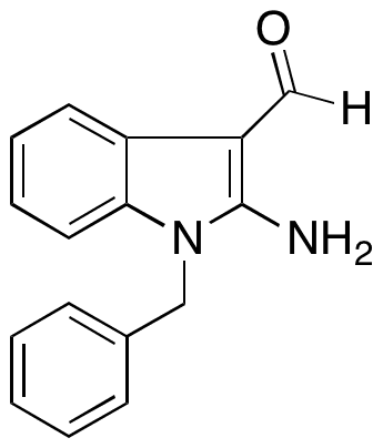 2-â€‹Amino-â€‹1-â€‹(phenylmethyl)â€‹-1H-â€‹indole-â€‹3-â€‹carboxaldehyde - Chemical structure and product image