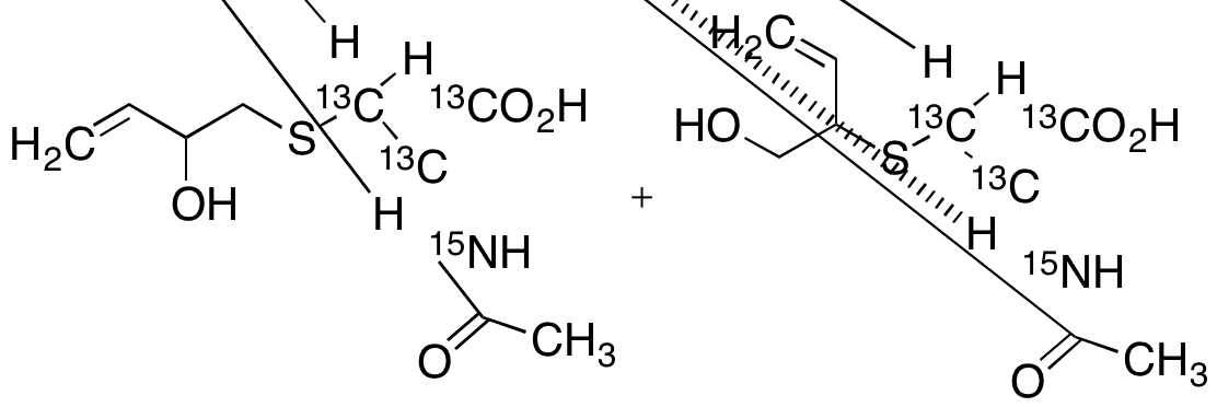 N-Acetyl-S-(2-hydroxy-3-but-3-en-1-yl)-L-Cysteine 1,2,3-13C3, 15N + N-Acetyl-S-(1-hydroxybut-3-en-2-yl)-L-Cysteine 1,2,3-13C3, 15N (Approximately 1:1 Mixture) - Chemical structure and product image