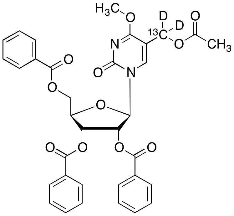 5-â€‹(Acetyl-O-methyl-13C,d2)-â€‹4-â€‹O-â€‹methyl-â€‹uridine 2,â€‹3,â€‹5-â€‹Tribenzoate - Chemical structure and product image