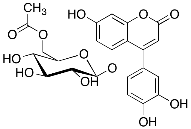 5-[(6-O-Acetyl-beta-D-glucopyranosyl)oxy]-4-(3,4-dihydroxyphenyl)-7-hydroxy-2H-1-benzopyran-2-one - Chemical structure and product image