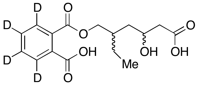 	1,2-Benzenedicarboxylic Acid 1-(5-Carboxy-2-ethyl-4-hydroxypentyl) Ester-d4; (Mixture of Diasteromers) - Chemical structure and product image