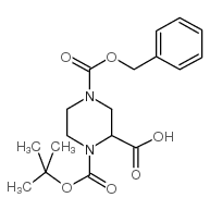 4-((Benzyloxy)carbonyl)-1-(tert-butoxycarbonyl)piperazine-2-carboxylic acid - Chemical structure and product image