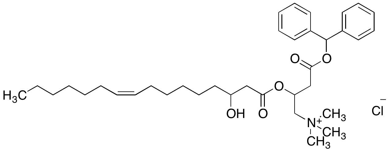 	(Z)-4-(Benzhydryloxy)-2-((3-hydroxyhexadec-9-enoyl)oxy)-N,N,N-trimethyl-4-oxobutan-1-aminium Chloride - Chemical structure and product image