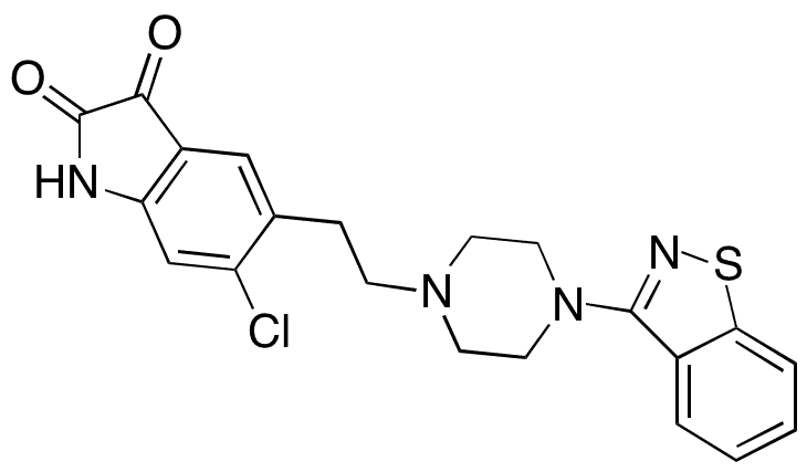 (5-(2-(4-(Benzo[d]isothiazol-3-yl)piperazin-1-yl)ethyl)-6-chloroindoline-2,3-dione) - Chemical structure and product image