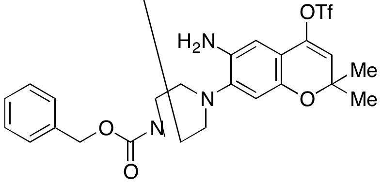 Benzyl 4-(6-Amino-2,2-dimethyl-4-(((trifluoromethyl)sulfonyl)oxy)-2H-chromen-7-yl)piperazine-1-carboxylate - Chemical structure and product image