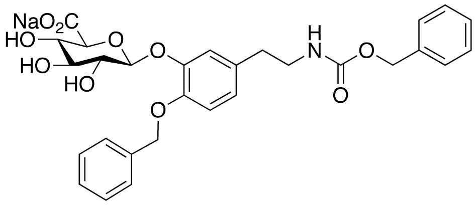 N-Benzyloxycarbonyl-4-O-benzyl Dopamine 3-beta-D-Glucuronide Sodium Salt - Chemical structure and product image