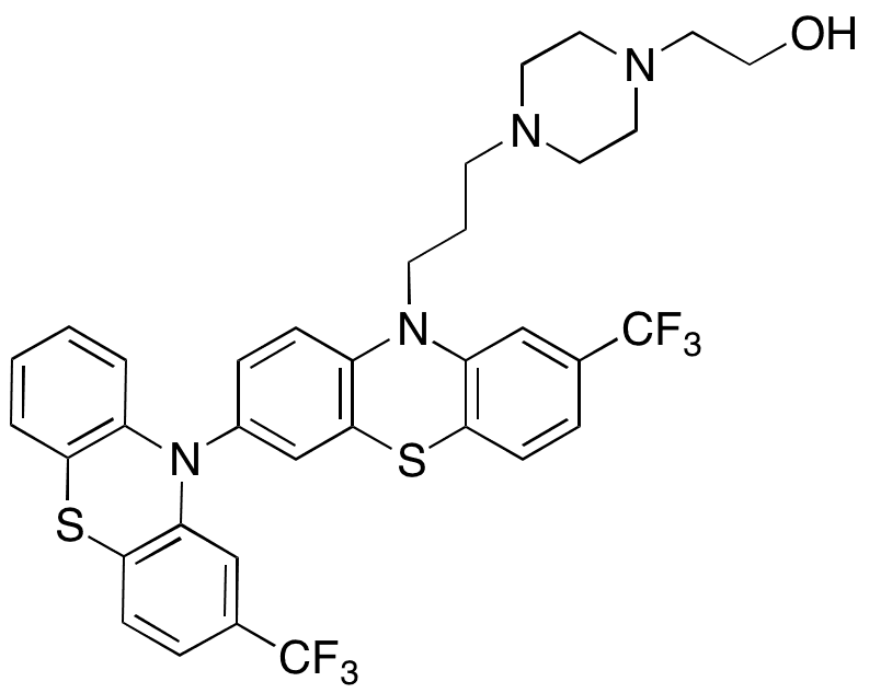 2-(4-(3-(2,8-Bis(trifluoromethyl)-10H-[3,10â€™-biphenothiazin]-10-yl)propyl)piperazin-1-yl)ethanol - Chemical structure and product image