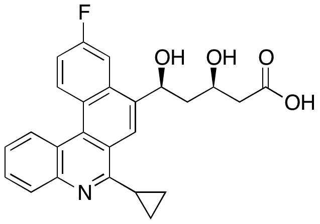 (3R,5S)-5-(6-Cyclopropyl-10-fluorobenzo[k]phenanthridin-8-yl)-3,5-dihydroxypentanoic Acid - Chemical structure and product image