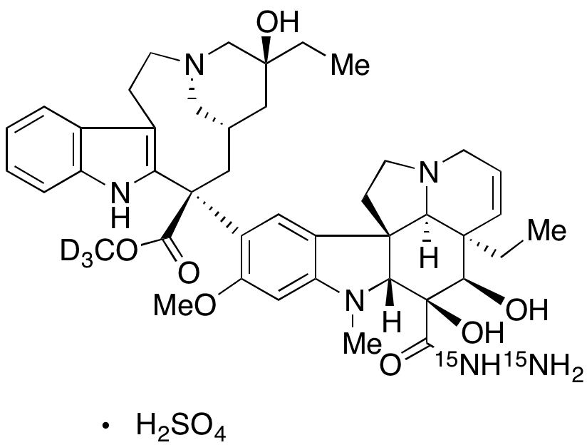 Deacetylvinblastine Hydrazide Sulfate-d3, 15N2 - Chemical structure and product image