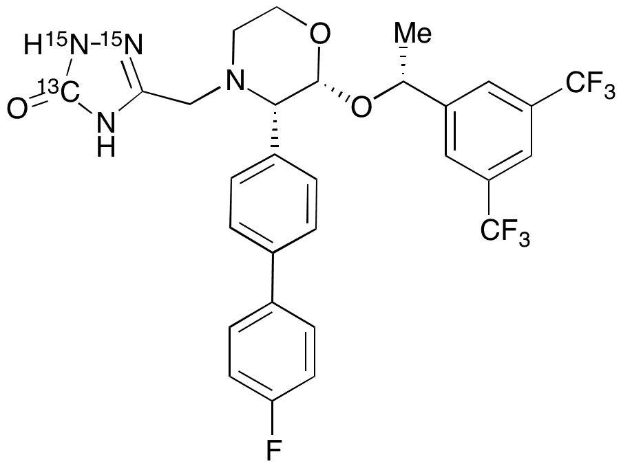 4-Defluoro-4-(p-fluorophenyl)aprepitant-13C, 15N2 - Chemical structure and product image