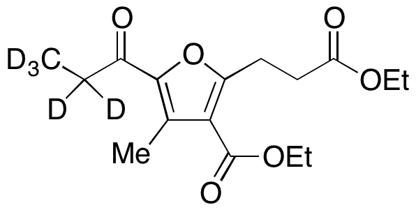 3-(Ethoxycarbonyl)-4-methyl-5-(1-oxopropyl)-2-furanpropanoic Acid Ethyl Ester-d5 - Chemical structure and product image