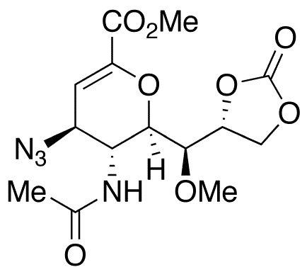 (4S,5R,6R,7S,8R)-5-(Acetylamino)-2,6-anhydro-4-azido-3,4,5-trideoxy-7-O-methyl-D-glycero-D-galacto-non-2-enonic Acid Methyl Ester Cyclic 8,9-Carbonate - Chemical structure and product image