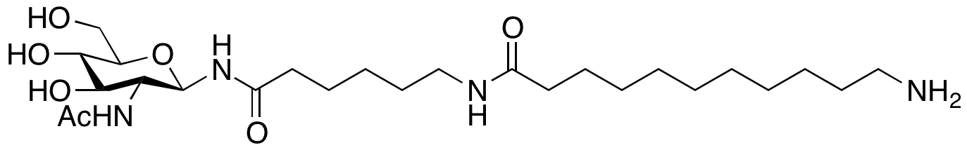  2-Acetamido-N-[6-(N-(11-aminoundecanoyl))-aminohexanoyl]-2-deoxy-D-glucopyranosylamine - Chemical structure and product image