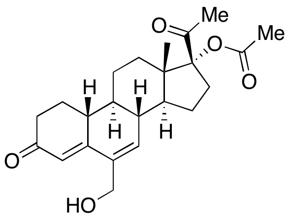  17α-Acetoxy-6-hydroxymethyl-3,20-dioxo-19-nor-pregna-4,6-diene - Chemical structure and product image