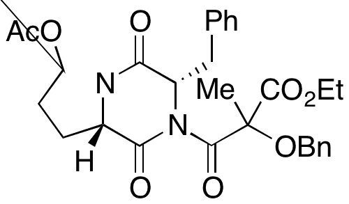  3-((3S,8aS)-6-Acetoxy-3-benzyl-1,4-dioxohexahydropyrrolo[1,2-a]pyrazin-2(1H)-yl)-2-(benzyloxy)-2-methyl-3-oxopropanoic Acid Ethyl Ester - Chemical structure and product image
