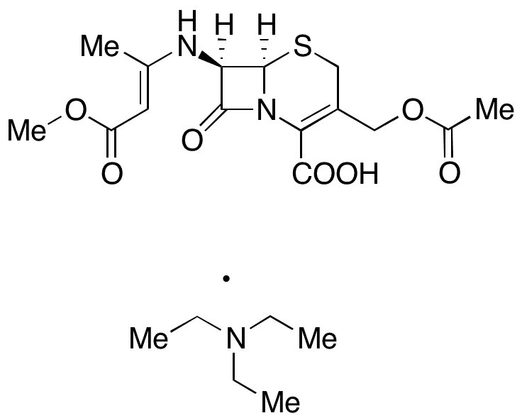 (6R-trans)-3-[(Acetyloxy)methyl]-7-[(3-methoxy-1-methyl-3-oxo-1-propenyl)amino]-8-oxo-5-thia-1-azabicyclo[4.2.0]oct-2-ene-2-carboxylate N,N-Diethylethanamine - Chemical structure and product image