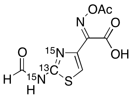 (alphaZ)-alpha-[(Acetyloxy)imino]-2-(formylamino)-4-thiazoleacetic Acid-13C,15N2 - Chemical structure and product image
