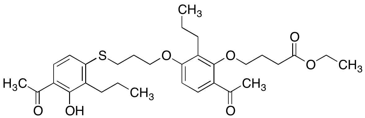4-[6-Acetyl-3-[3-[(4-acetyl-3-hydroxy-2-propylphenyl)thio]propoxy]-2-propylphenoxy]butanoic Acid Ethyl Ester - Chemical structure and product image