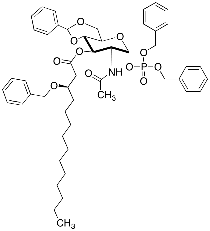 [3(R)â€‹]â€‹-2-â€‹(Acetylamino)â€‹-â€‹2-â€‹deoxy-â€‹4 6-â€‹O-â€‹(phenylmethylene)â€‹-Alpha-â€‹D-â€‹glucopyranose 1-â€‹[Bis(phenylmethyl) Phosphate] 3-â€‹[3-â€‹(Phenylmethoxy)â€‹tetradecanoate]â€‹ - Chemical structure and product image