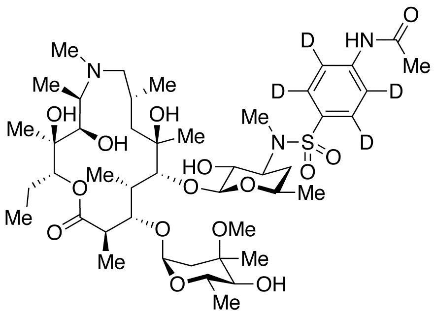3â€™-N-[[4-(Acetylamino)phenyl]sulfonyl]-3â€™-N-demethyl Azithromycin-d4 - Chemical structure and product image