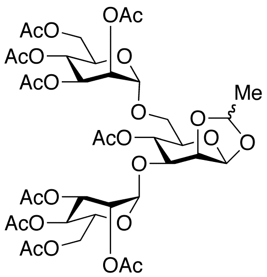 4-O-Acetyl-3,6-di-O-(2,3,4,6-tetra-O-acetyl-Alpha-D-mannopyranosyl)-1,2 -ethylidene-Beta-D-mannopyranose - Chemical structure and product image