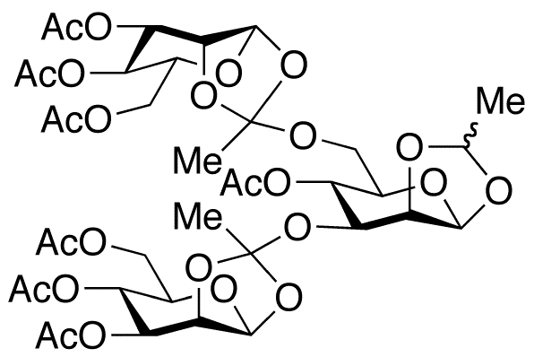 4-O-Acetyl-3,6-di-O-(3,4,6-tri-O-acetyl-beta-D-mannopyranosyl -ethylidyne)-1,2-O-ethylidene-beta-D-mannopyranose - Chemical structure and product image