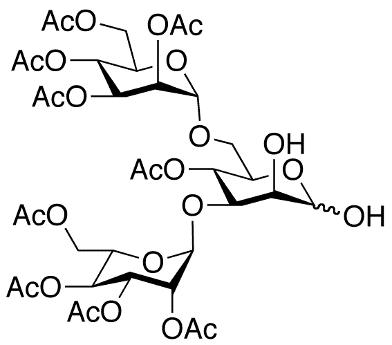 4-O-Acetyl-3,6-di-O-(2,3,4,6-tetra-O-acetyl-alpha-D-mannopyranosyl)-D-mannopyranose - Chemical structure and product image