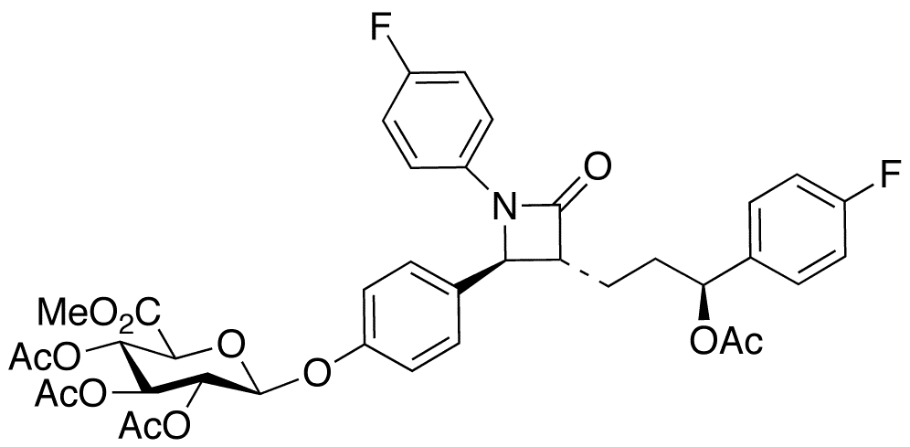 3-O-Acetyl Ezetimibe 2,3,4-Tri-O-acetyl-beta-D-glucuronide Methyl Ester - Chemical structure and product image