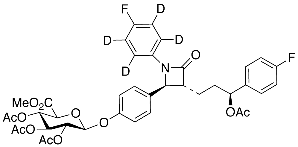 3-O-Acetyl Ezetimibe-d4 2,3,4-Tri-O-acetyl-beta-D-glucuronide Methyl Ester - Chemical structure and product image