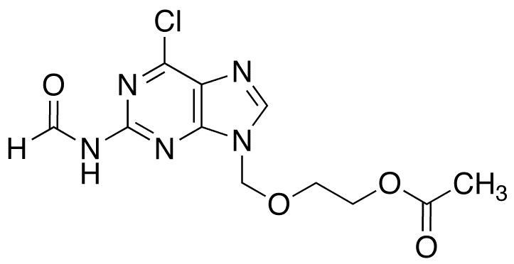 Acetyl 2-[(2-Formamide-1,6-dihydro-6-chloro-9H-purin-9yl)methoxy]ethyl Ester - Chemical structure and product image