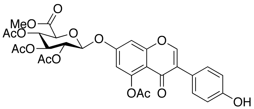 5-O-Acetyl Genistein 7-(Tri-O-acetyl-beta-D-glucuronic Acid Methyl Ester) - Chemical structure and product image