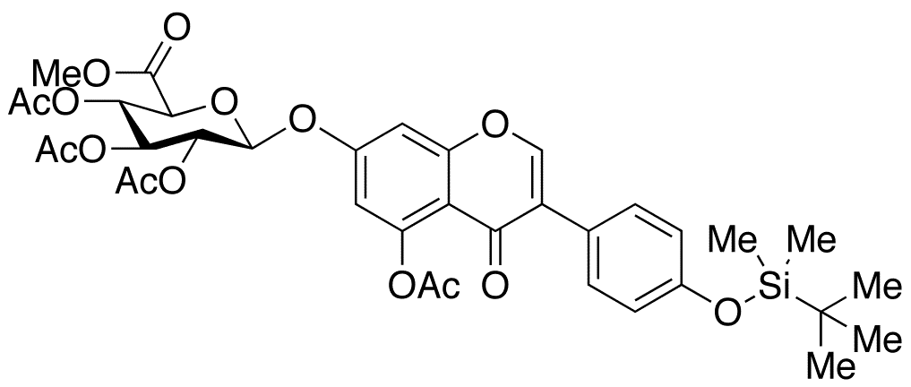 5-O-Acetyl-4-O-tert-butyldimethylsilyl Genistein 7-(Tri-O-acetyl-beta-D-glucuronic Acid Methyl Ester) - Chemical structure and product image