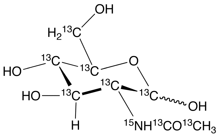 N-[1,2-13C2]Acetyl-D-[UL-13C6,15N]glucosamine - Chemical structure and product image