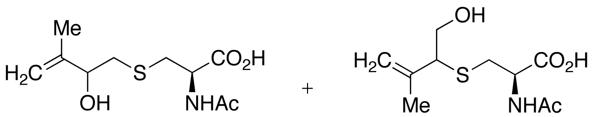 (R,S)-N-Acetyl-S-(2-hydroxy-3-methyl-3-buten-1-yl)-L-cysteine + (R,S)-N-Acetyl-S-[1-(hydroxymethyl)-2-methyl-2-propen-1-yl)-L-cysteine (Mixture) - Chemical structure and product image