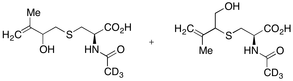 (R,S)-N-Acetyl-S-(2-hydroxy-3-methyl-3-buten-1-yl)-L-cysteine-d3 + (R,S)-N-Acetyl-S-[1-(hydroxymethyl)-2-methyl-2-propen-1-yl)-L-cysteine-d3 (Mixture) - Chemical structure and product image
