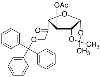 3-Acetyl-1,2-O-isopropylidene-6-O-trityl-beta-L-arabino-hexofuranos-5-ulose - Chemical structure and product image