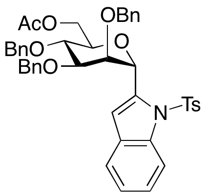 2-[6-O-Acetyl-2,3,4-tris-O-(phenylmethyl)-alpha-D-mannopyranosyl]-1-[(4-methylphenyl)sulfonyl]-1H-indole - Chemical structure and product image