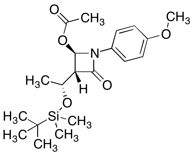 (3R,4R)-4-(Acetyloxy)-3-[(1R)-1-[[(1,1-dimethylethyl)dimethylsilyl]oxy]ethyl]-1-(4-methoxyphenyl)-2-azetidinone - Chemical structure and product image