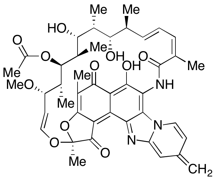 (2S,16Z,18E,20S,21S,22R,23R,24R,25S,26R,27S,28E)-25-(Acetyloxy)-6,21,23-trihydroxy-27-methoxy-2,4,16,20,22,24,26-heptamethyl-11-methylene-2,7-(epoxypentadeca[1,11,13]trienimino)benzofuro[4,5-e]pyrido[1,2-a]benzimidazole-1,5,15(2H,11H)-trione - Chemical structure and product image