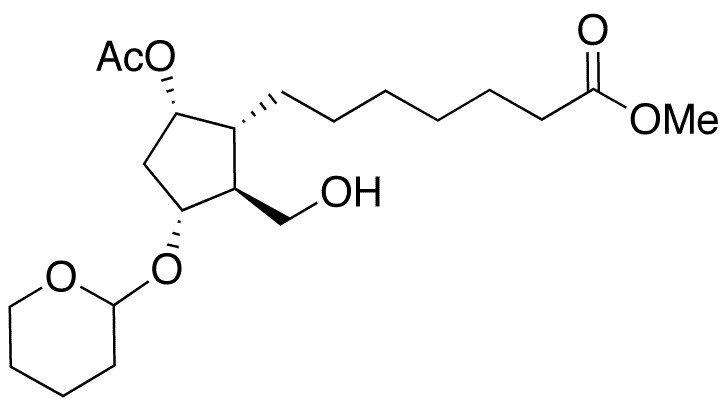 (1R,2S,3R,5S)-5-Acetyloxy-2-hydroxymethyl-3-tetrahydropyranyloxy-alpha-(phenylseleno)cyclopentaneheptanoic Acid Methyl Ester (Mixture of Diastereomers) - Chemical structure and product image