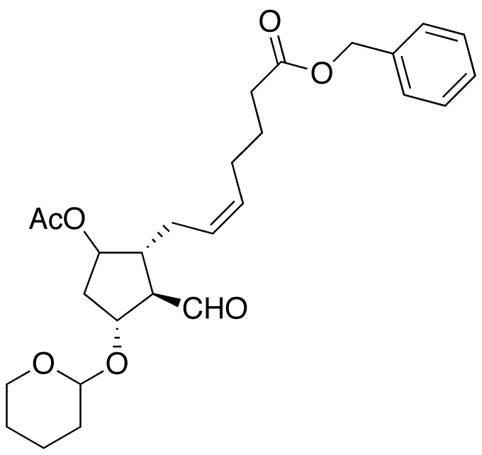 (5Z)-7-[(5-Acetyloxy-2-formyl-3-tetrahydropyranyloxy)cyclopentyl]-5-heptenoic Acid Benzyl Ester - Chemical structure and product image