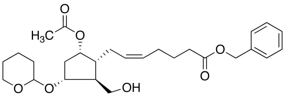 (5Z)-7-[(5-Acetyloxy-2-formyl-3-tetrahydropyranyloxy)cyclopentyl]-5-heptenoic Acid Benzyl Ester - Chemical structure and product image