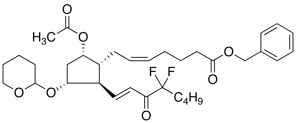 (5Z)-7-[(5-Acetyloxy-2-(4-difluoro-3-octen-1-one)-3-tetrahydropyranyloxy)cyclopentyl]-5-heptenoic Acid Benzyl Ester - Chemical structure and product image