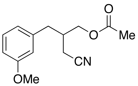 Beta-[(Acetyloxy)methyl]-3-methoxy-benzenebutanenitrile - Chemical structure and product image