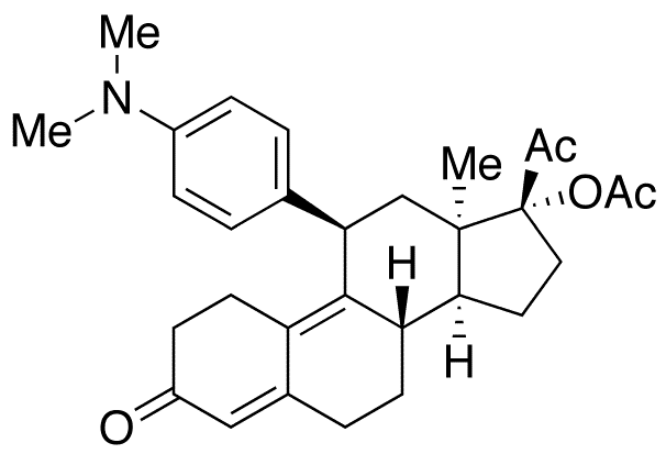 (11 beta,13 alpha)-17-(Acetyloxy)-11-[4-(dimethylamino)phenyl]-19-norpregna-4,9-diene-3,20-dione - Chemical structure and product image