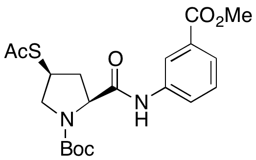 (2S,4S)-4-(Acetylthio)-2-((3-(methoxycarbonyl)phenyl)carbamoyl)pyrrolidine-1-carboxylic Acid tert-Butyl Ester - Chemical structure and product image