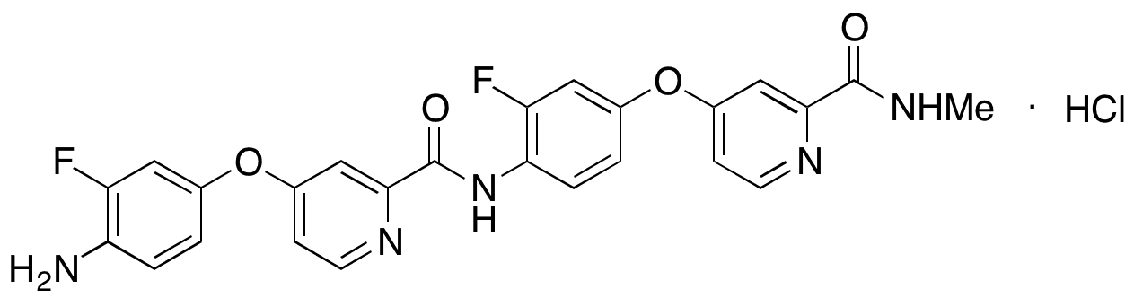 4-(4-Amino-3-fluorophenoxy)-N-(2-fluoro-4-((2-(methylcarbamoyl)pyridin-4-yl)oxy)phenyl)picolinamide Hydrochloride - Chemical structure and product image