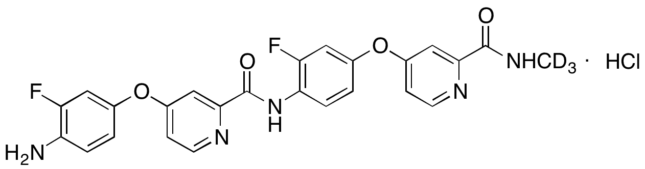 4-(4-Amino-3-fluorophenoxy)-N-(2-fluoro-4-((2-(methyl-d3-carbamoyl)pyridin-4-yl)oxy)phenyl)picolinamide Hydrochloride - Chemical structure and product image